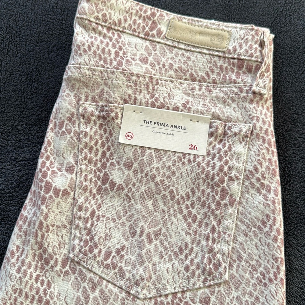 AG JEANS The Prima straight leg cigarette jeans brand new snakeskin / lizard